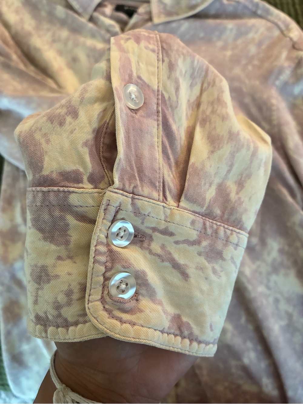 BYCORPUS Lavender Acid Wash Rayon Button Down Hi-Lo Shirt M - Picture 7 of 7
